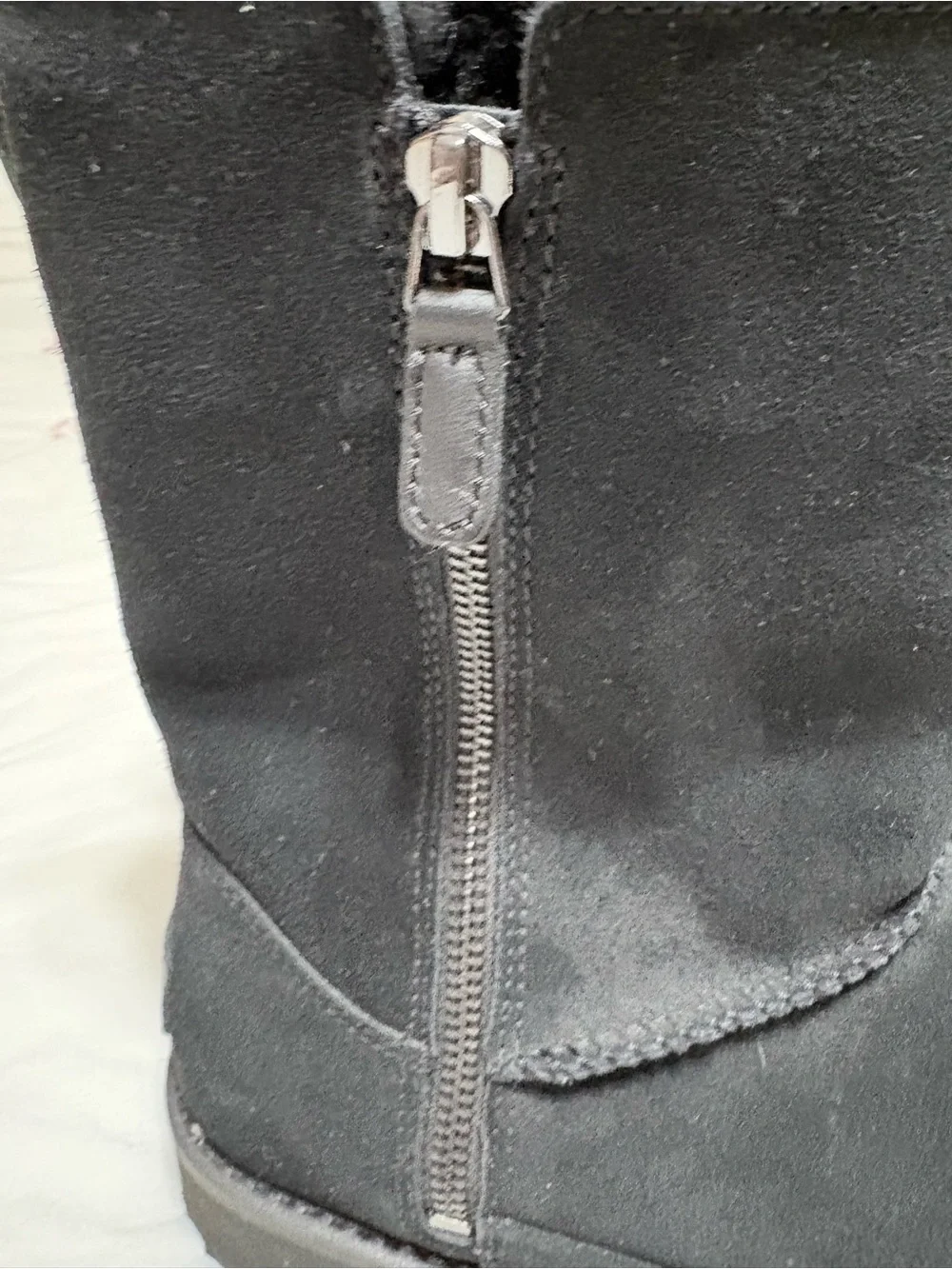 UGG Black Suede Shearling-Lined Zip Winter Boots
